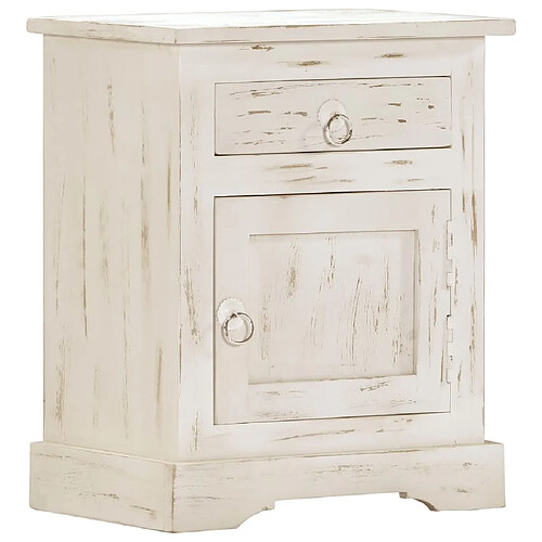 Maison Chic Table de chevet,Table de Nuit,Meuble de Rangement Blanc 40 x 30 x 50 cm Bois de manguier massif