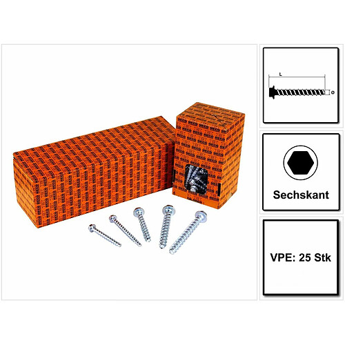 Heco - Schrauben Vis fraisée HECO-MMSplus-SS 10x 70/ 5/ 20 SW13 zn-bl (Par 25)