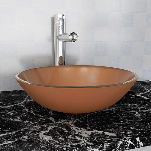 vidaXL Lavabo Verre trempé 42 cm Marron