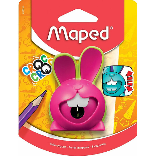 Maped Croc Croc Innovation Taille-crayons ludique système breveté pour apprendre à l'enfant à tailler son crayon - Taille-crayons 1 trou, coloris Rose