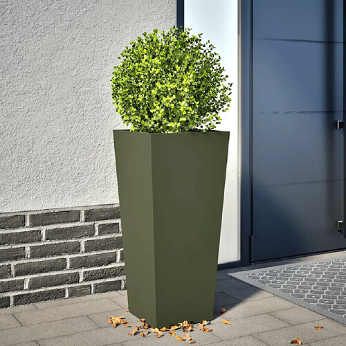 vidaXL Jardinière vert olive 35x35x75 cm acier