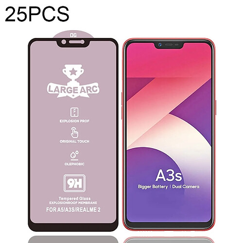 Wewoo Film de verre trempé Pour OPPO A3s 25 PCS 9H HD de plein écran à haute alumine