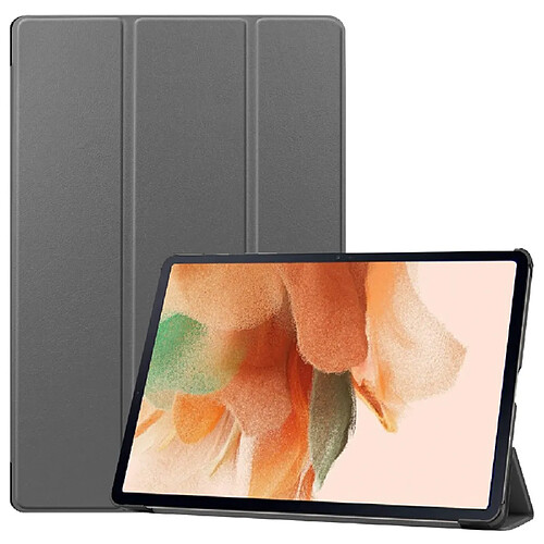 Etui en PU avec support tri-pliure gris pour votre Samsung Galaxy Tab S7 FE SM-T730/SM-T736