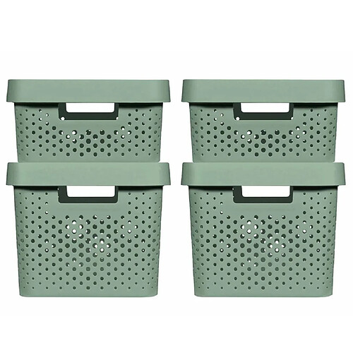 Curver Boîtes de rangement 4 pcs avec couvercle 11L+17L Vert