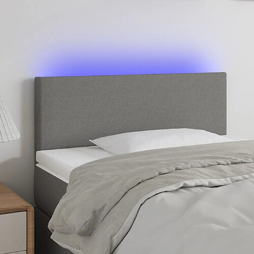 Maison Chic Tête de lit scandinave à LED,meuble de chambre Gris foncé 80x5x78/88 cm Tissu -MN47898