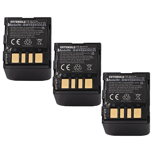 Vhbw EXTENSILO 3x Batteries compatible avec JVC GR-D245, GR-D245E, GR-D245EG, GR-D247, GR-D250 appareil photo, reflex numérique (1500mAh, 7,4V, Li-ion)