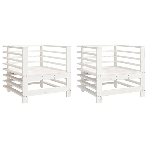 Maison Chic Lot de 2 Chaises de jardin,Fauteuil d'extérieur blanc bois massif de pin -MN98513