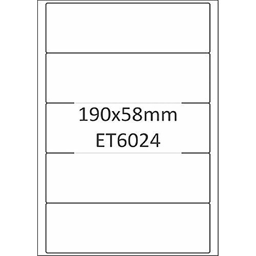 Bits & Paper et8024l Étiquettes de Étiquettes/d'étiquettes universelles (190 x 58 mm, 500 étiquettes/dos de classeur, blanc, format A4 largeur) 100 feuilles, 5 étiquettes par feuille, étiquettes pour dossiers