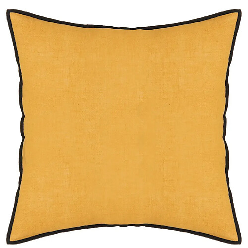 Pegane Lot de 2 coussin décoratif déhoussable en lin et coton ocre - Longueur 45 x Profondeur 12 x Hauteur 45 cm