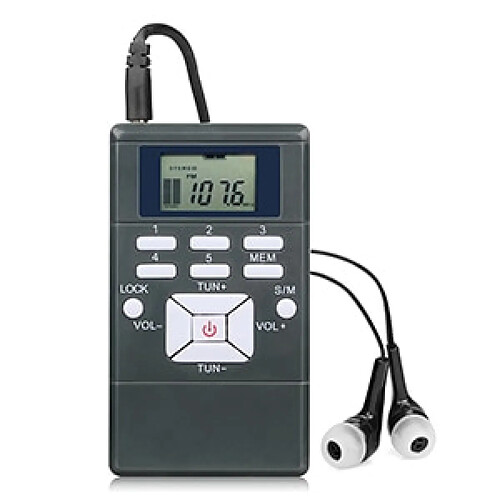 Universal Récepteur radio FM radio stéréo portable DSP mini-récepteur d'horloge numérique pour l'église, la conférence, le musée, le guide de visite | radio DSP | radio stéréo FM radio stéréo(Le noir)