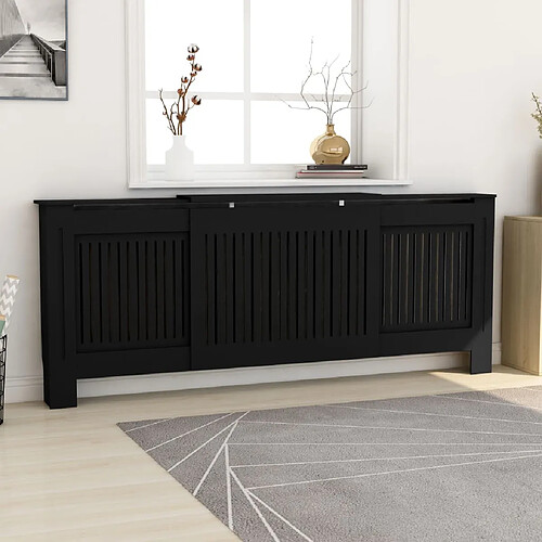 vidaXL Cache-radiateur MDF Noir 205 cm