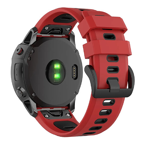 Bracelet en silicone bicolore, libération rapide 26mm, rouge/noir pour votre Garmin Fenix 7X