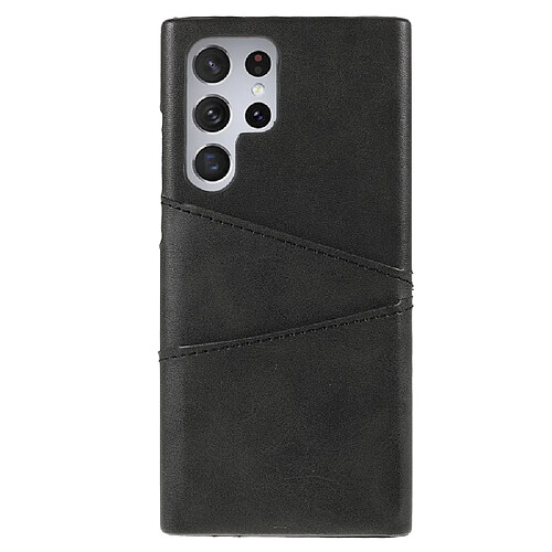 Coque en TPU + PU léger, étanche à la poussière avec porte-cartes noir pour votre Samsung Galaxy S22 Ultra 5G