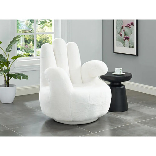 Vente-Unique Fauteuil main pivotant CATCHY en fausse fourrure - Blanc