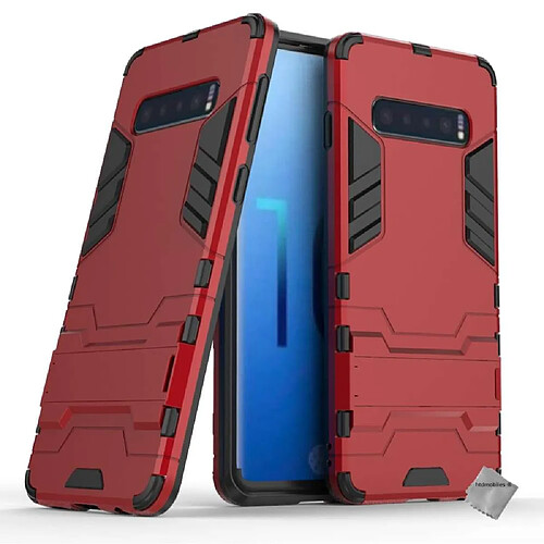 Htdmobiles Coque rigide anti choc pour Samsung Galaxy S10 + film ecran - ROUGE