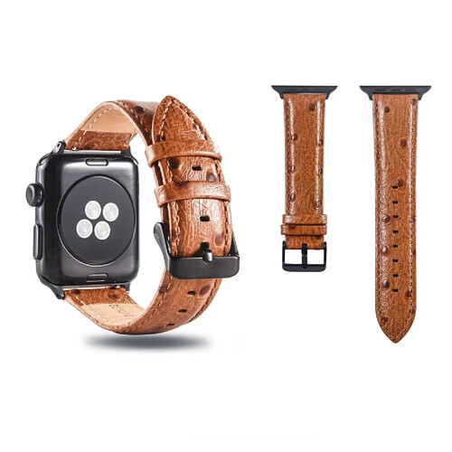 Wewoo Bande de montre-bracelet en cuir véritable pour Apple Watch série 3 & 2 & 1 38mm marron foncé