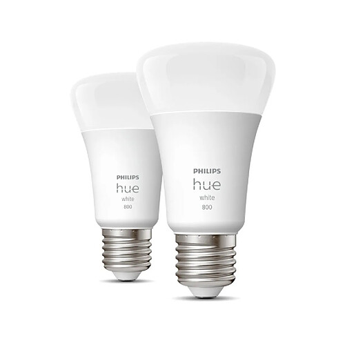 Philips Hue Pack 2 Ampoules LED Intelligentes E27 9W 800 lm Hue White Blanc chaud 2700K