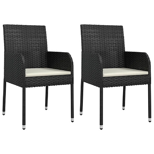 Maison Chic Lot de 2 Chaises de jardin,Fauteuil d'extérieur avec coussins Résine tressée Noir -MN17320