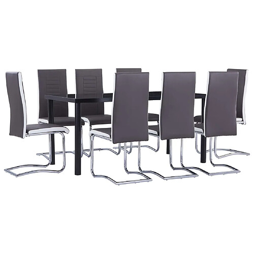 vidaXL Ensemble de salle à manger 9 pcs Similicuir Gris