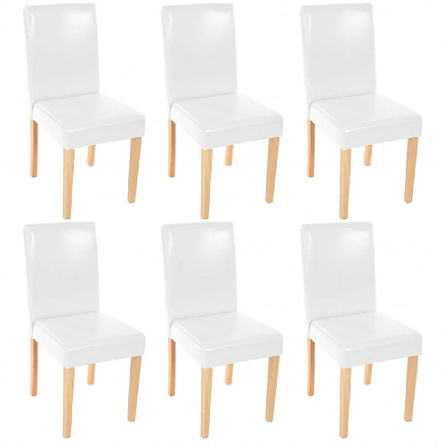 Decoshop26 Lot de 6 chaises de salle à manger synthétique blanc pieds clairs CDS04247