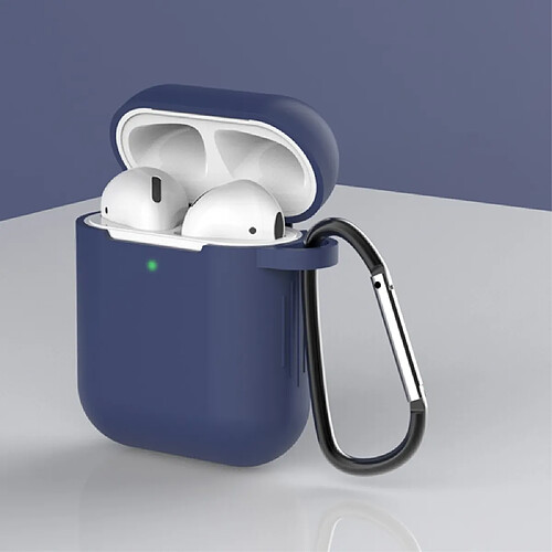 Coque en silicone anti-poussière avec boucle bleu foncé pour votre Apple AirPods (2016)/(2019)