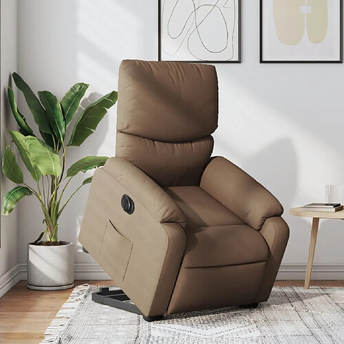 vidaXL Fauteuil inclinable électrique marron tissu