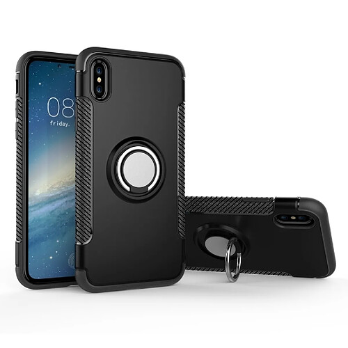 Wewoo Coque renforcée noir pour iPhone X Magnétique 360 Degrés Rotation Ring Armure Housse de protection