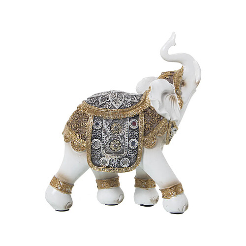 Figurine Décorative Alexandra House Living Blanc Doré Plastique Eléphant 10 x 18 x 21 cm