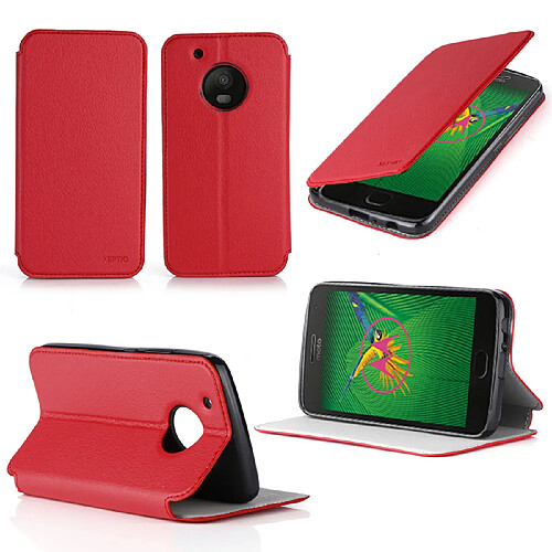 Xeptio Etui coque Lenovo Moto G5 PLUS 5,2 pouces 2017 rouge - Housse pochette