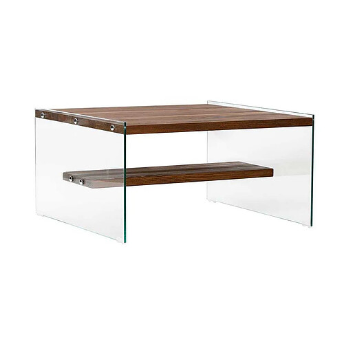 Hanah Home Table basse en verre et bois brut Aqua.