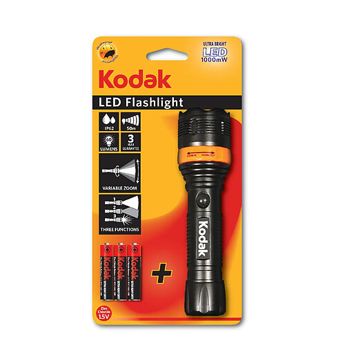 KODAK - Lampe LED Focus 157- Fonctionne avec 3 piles AAA/LR06 incluses - NOIR