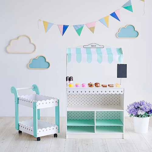 Comptoir à desserts boutique chariot marchandise en bois Ma Boulangerie Blanc Teamson Kids TD-13003A