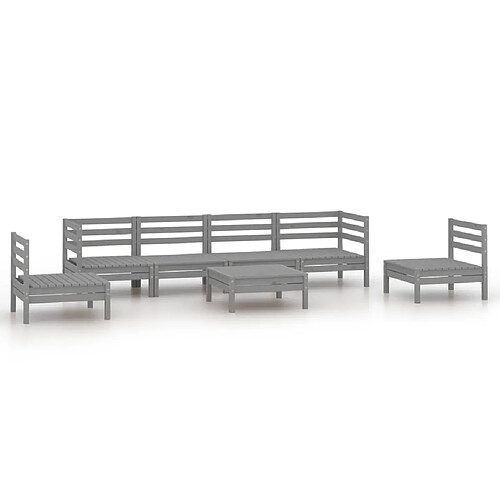 Maison Chic Salon de jardin 7 pcs - Table et chaises d'extérieur - Mobilier/Meubles de jardin Moderne Gris Bois de pin massif -MN31811