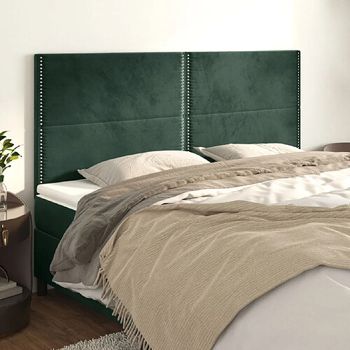 vidaXL Têtes de lit 4 pcs Vert foncé 100x5x78/88 cm Velours