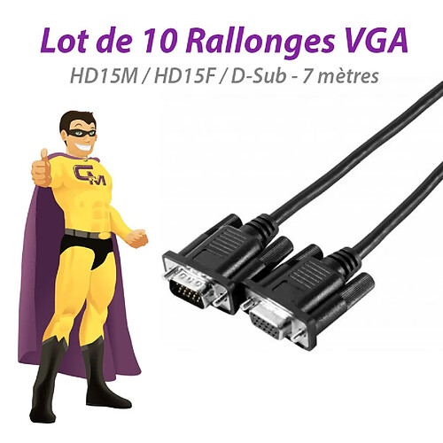 Lot x10 Rallonges VGA 7 mètres Mâle Femelle M/F 117830 HD15M HD15F D-Sub NEUVES · Occasion