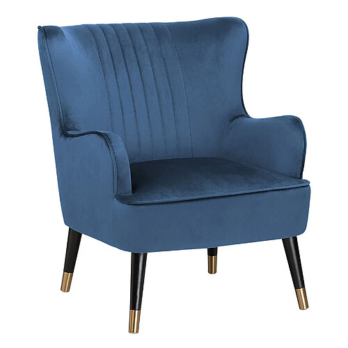 Beliani Fauteuil VARBERG Velours Bleu foncé