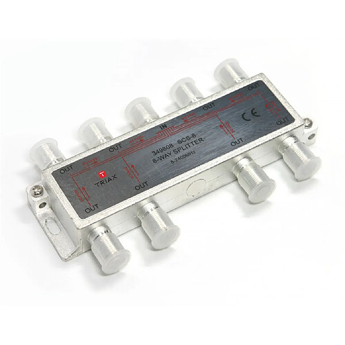 Alpexe Splitter satellite Répartiteur F satellite 17 dB / 5-2400 MHz - 8 Outputs