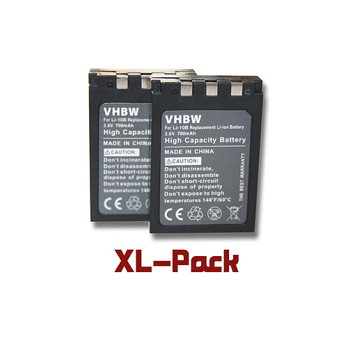 Vhbw 2 batteries 700mAh pour appareil photo Sanyo Xacti VPC-J1 EX, VPC-J2 EX,VPC-AZ3 EX,VPC-MZ3 EX,DSC-AZ3,DSC-MZ3,DSC-J1 remplace Sanyo DB-L10 / DB-L10AX