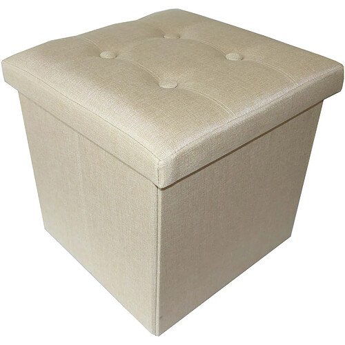 Jardindeco Pouf coffre pliable effet lin Jade Uni.