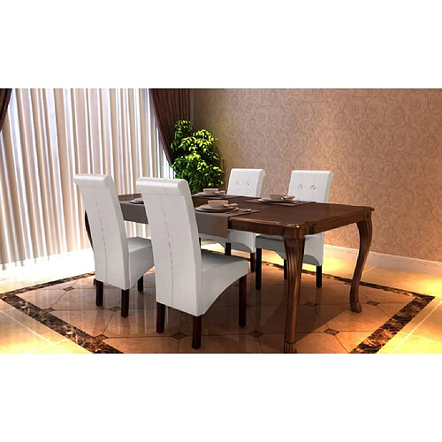 Maison Chic Lot de 4 Chaises à manger,Chaise pour cuisine blanc similicuir -MN97289