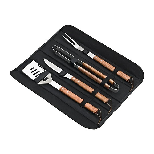 Kit Ustensiles Barbecue 4 pièces avec Housse Deglon - 530 x 100 x 80 mm