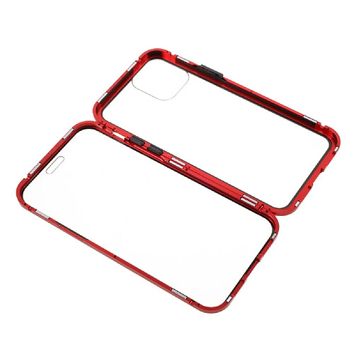 Coque en cadre métallique couverture complète magnétique du cadre double face rouge pour votre Apple iPhone 12/12 Pro