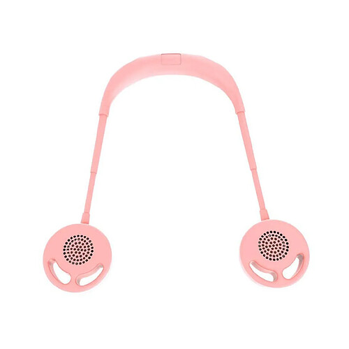 Mini Ventilateur de Refroidissement de Sport de Suspension de Cou Rechargeable USB Pliable Portable - Rose