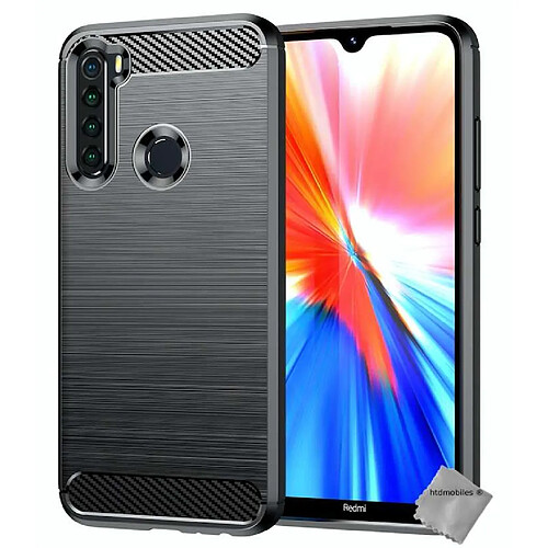 Htdmobiles Coque silicone gel carbone pour Xiaomi Redmi Note 8 (2021) + verre trempe - NOIR