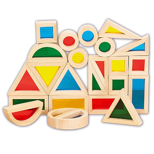 Set de 24 blocs en bois Rainbow - TICKIT