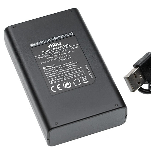 vhbw Chargeur de batterie double USB compatible avec Nikon CoolPix AW120s, P100, P3, P330, P340, P4, P5000, P510, P520 caméra, DSLR, action-cam