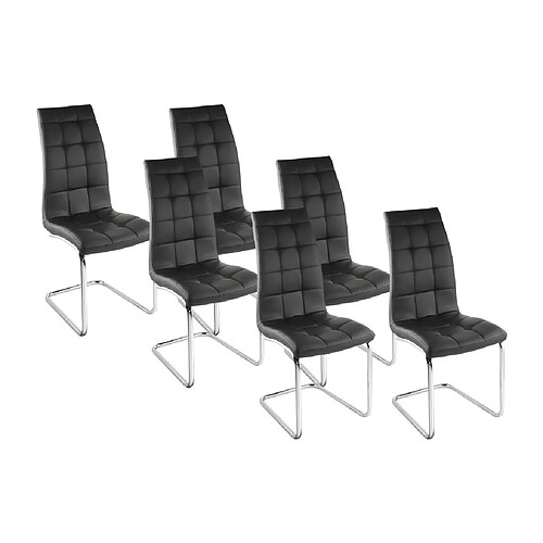 Vente-Unique Lot de 6 chaises NADYA - Simili - Noir