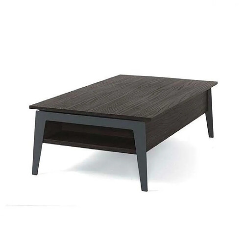 Inside 75 Table basse relevable BRIGHTON 110x70x40/65cm cadre stratifié ardoise noyer pieds métal