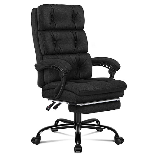 ALFORDSON Chaise de Bureau pour Ordinateur Siège en Tissu Recliner Gaming Noir