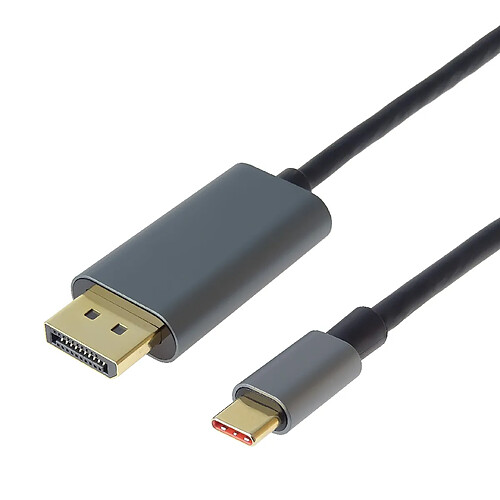 PremiumCord 8K Cable USB-C sur DisplayPort 1.4, Résolution jusqu'à UHD 8K @ 60Hz, 4K @ 120Hz et Full HD 1080p, Connecteur sur les Bouchons, HDCP 2.2, Aluminium, Couleur Gris Métallique, Longueur 2 m